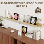 Axeman Oak Floating Shelves | 48 Inch Picture Ledge Shelf Set of 2 | Rustic Oak Picture Shelf for Wall with Ledge | Floating Shelves with Lip | Photo Ledge Shelves