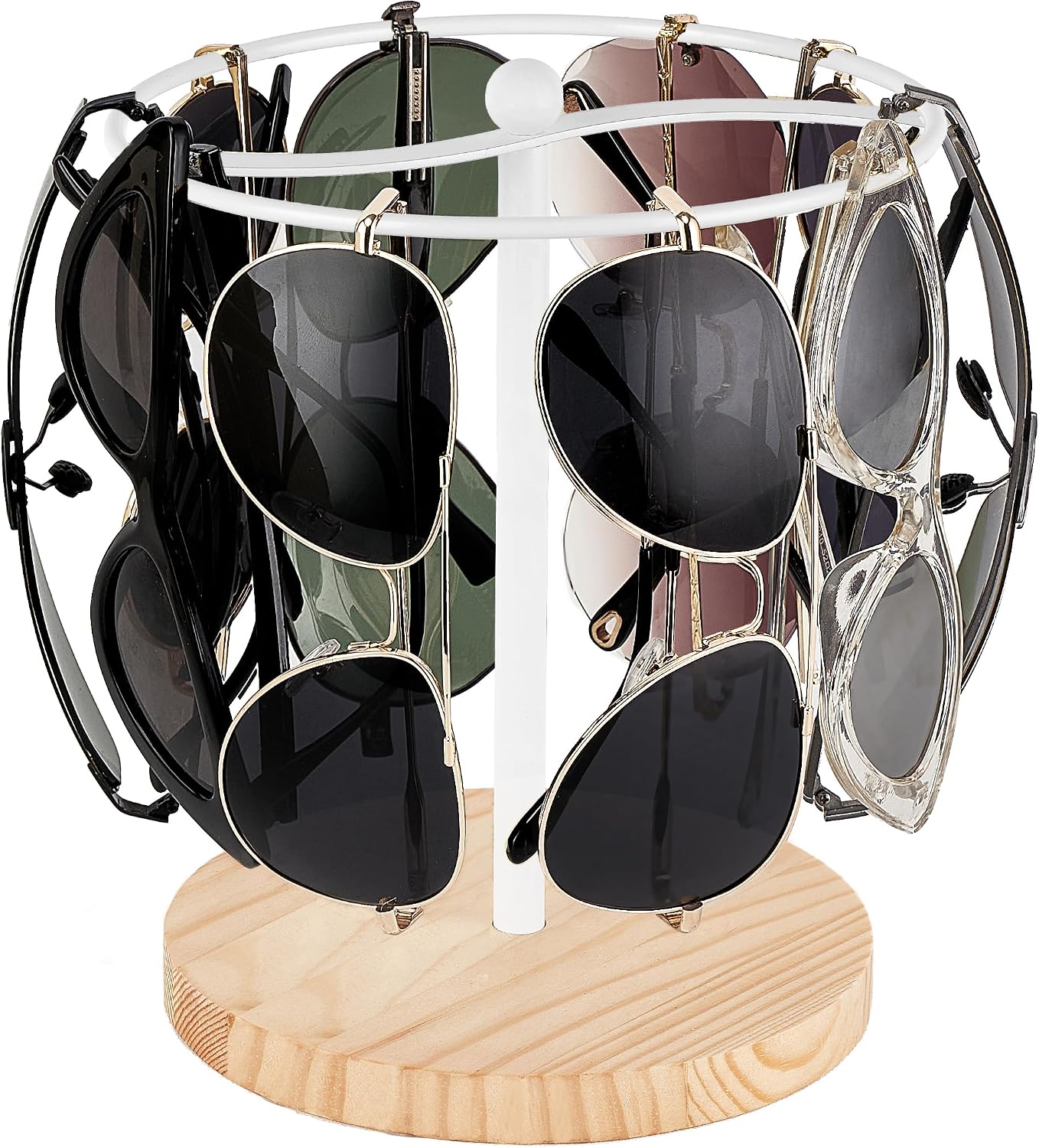 Mkono Sunglasses Organizer, Metal Glass Holder Storage Stand Display 1 Pack | Space-Saving, Holds 12 Eyewear Pairs, Sturdy Build, Clear Display, All Eyewear Types, for Table, Dresser, Desk, Countertop
