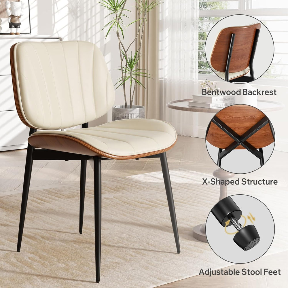 Dining Chairs Set of 2, Mid Century Modern Dining Room Chairs, Upholstered Fa...