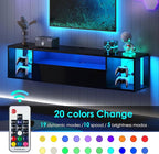 SogesHome 55'' Floating TV Stand with LED Lights, Wall Mounted Entertainment Center with 3 Storage Shelves, Modern Media Console Cabinet for Living Room and Bedroom, Black