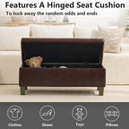 41" Storage Ottoman, Storage Bench with Safety Hinge, Upholstered Synthetic Leather Ottoman Bench for Bedroom, Living Room, Entryway, Hallway, Foot Rest, Support 500lbs