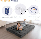 MAXYOYO 6" Folding Sofa Bed for Floor, Tufted Tri-Fold Floor Mattress with Chenille Fabric, Twin Size Portable Sofa Couch Guest Mat for Adults, Foldable Topper for Camping, Dark Grey, 35.4"x75"
