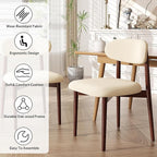Wooden Dining Chair Set of 8, Modern Dining Chairs with with Curved Back, Fabric Upholstered Kitchen Dining Room Chairs with Adjustable Legs for Farmhouse Dining Living Room,Beige