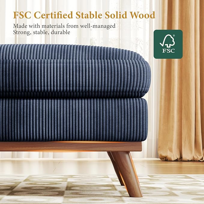 Vesgantti Large Ottoman for Modular Sofa, 29.5" Corduroy Ottoman with Sp...