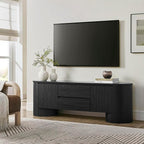 Modway Duval 71 Inch Oval TV Stand in Black – Low Profile Mid Century Modern Media Cabinet - Living Room Entertainment Center with Storage