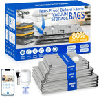 12 Pack Oxford Ripstop Vacuum Storage Bags with Pump, Reusable Space Saver Bags for Clothes, 4 Jumbo + 4 Large +4 Medium Vacuum Bags for Travel, Luggage, Blankets, Quilt