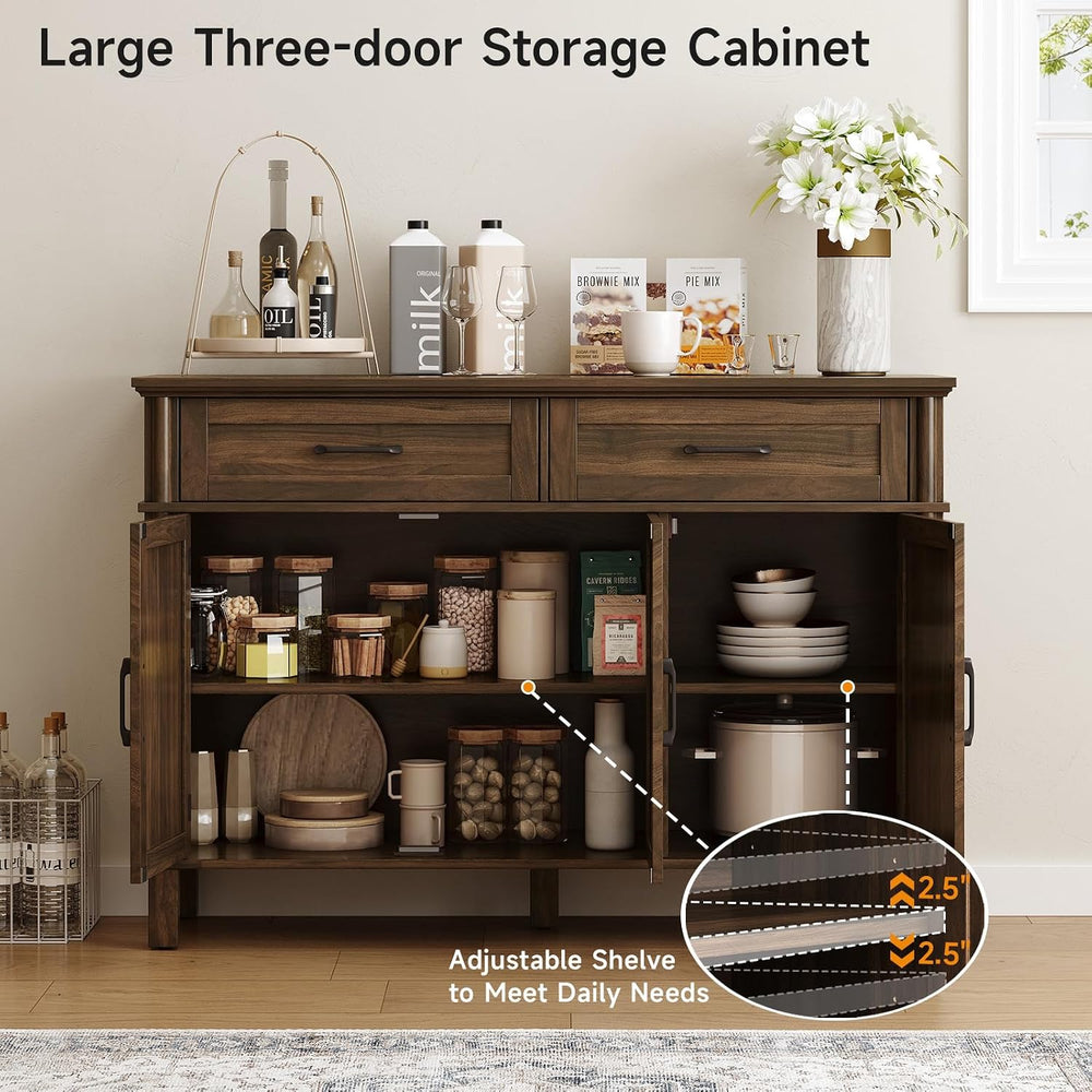 ONBRILL 48 Inch Buffet Cabinet with Storage, Farmhouse Sideboard Buffet w/2 D...