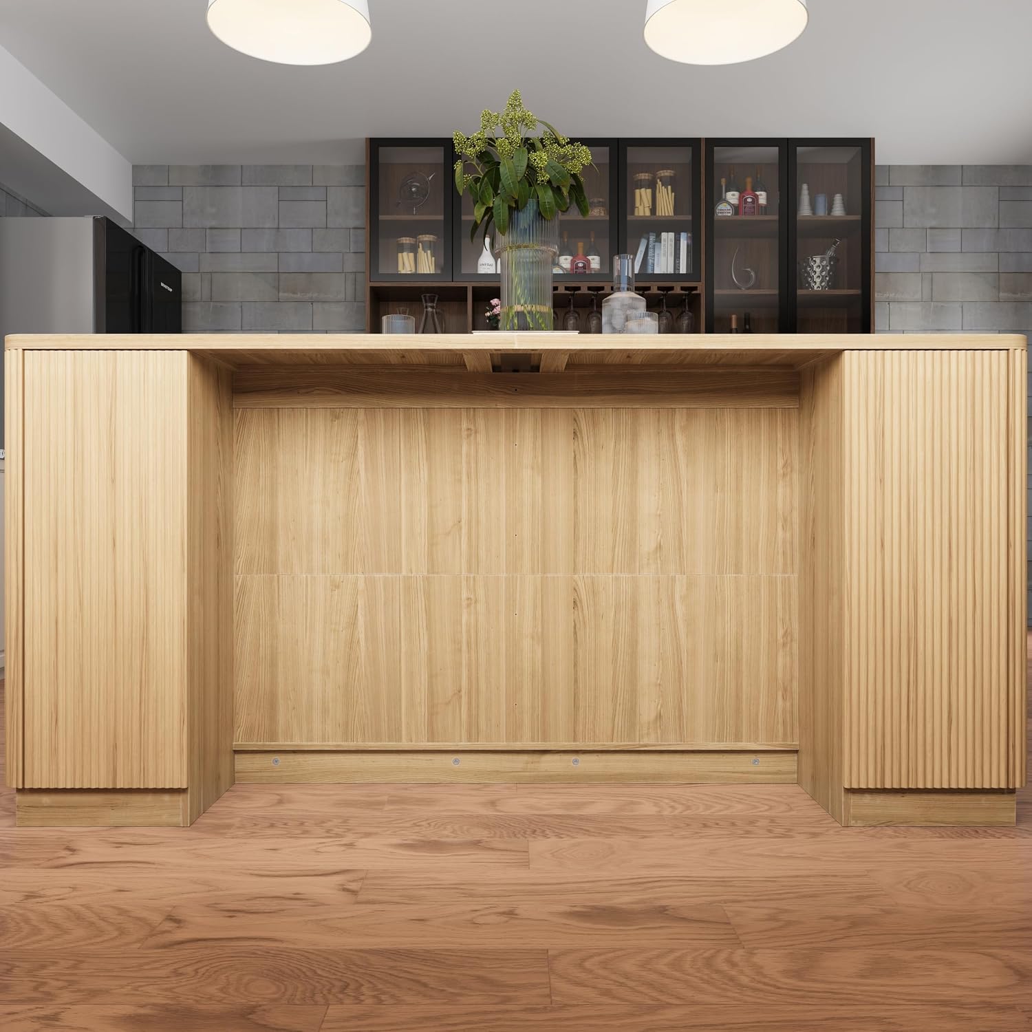 Bobve 74.8" Large Kitchen Island with Storage,Farmhouse Island Table for Kitchen,Wooden Island,Stationary Featuring 2 Drawers and 6 Closed Storage Compartment