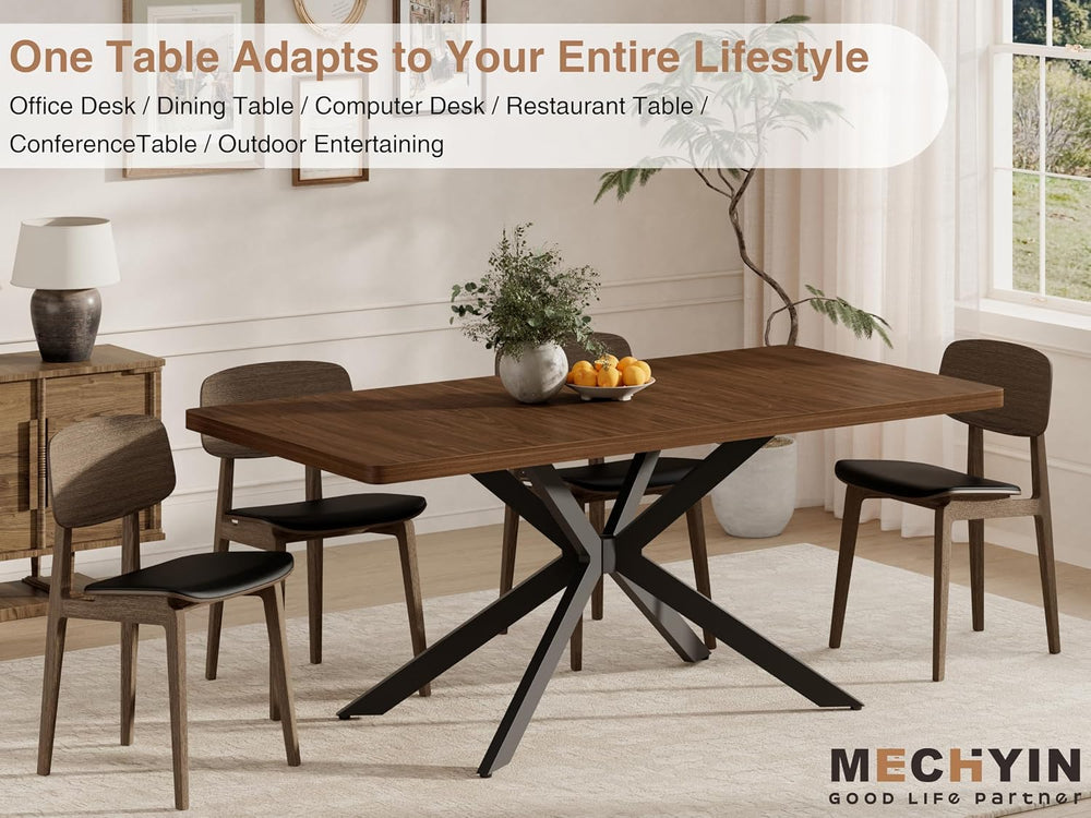 Extendable Dining Room Table for 4 6 8, 55"-70.9" Long Rectangle Ki...