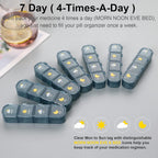 Pill Organizer 4 Times A Day, Pill Box 4 Times A Day 7 Day - Acedada Weekly Medicine Box Organizer with Separate Case, Portable Daily Pill Container Dispenser for Vitamin, Fish Oils, Supplements, Blue