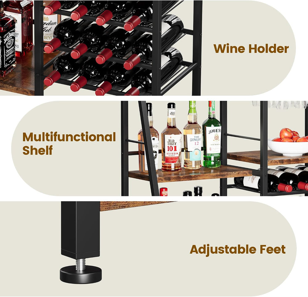 Homeiju Liquor Cabinet Bar for Home Bar, 3 Tier Wine Rack Freestanding Floor ...