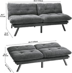 YITAHOME Convertible Futon Sofa Bed,70" Folding Futon Couch w/Led Lights | Modern Memory Foam Loveseat Sleeper Recliner w/ Adjustable Backrest& Armrests,for Living Room Home Office Aprtment,Grey