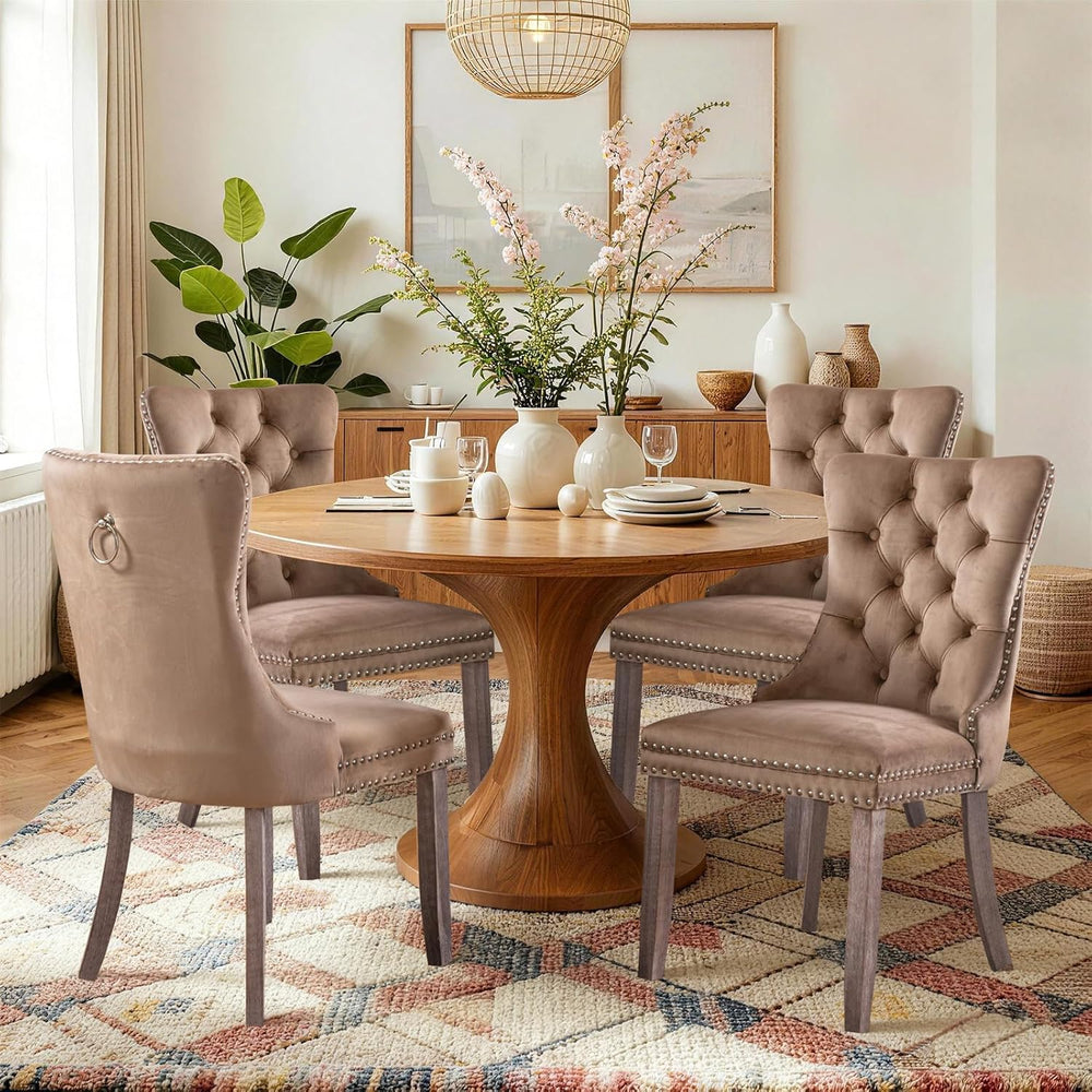 SoarFlash Velvet Dining Chairs Set of 4, Tall Back Side Chair, Modern Upholst...