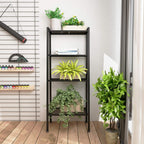 soges Ladder Shelf, 4-Tier Shelves Bookshelf, Storage Rack Shelves, Bathroom, Living Room, Plant Flower Stand, Multifunctional Display Shelfs, Simple Assembly, Black