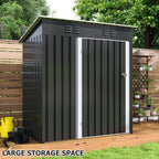 Polar Aurora Outdoor Storage Shed, Metal Garden Shed with with Updated Frame Structure, Tool Sheds for Backyard Garden Patio Lawn (Black, 5x3 FT)