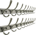 SKOLOO Coat Rack Wall Mounted - 10 Hooks, Pack of 2, Heavy Duty, Stainless Steel, Metal Wall Hangers, Sturdy Coat Hooks for Hanging Coats, Jacket, Clothes, Hat, Matte Grey