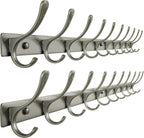 SKOLOO Coat Rack Wall Mounted - 10 Hooks, Pack of 2, Heavy Duty, Stainless Steel, Metal Wall Hangers, Sturdy Coat Hooks for Hanging Coats, Jacket, Clothes, Hat, Matte Grey