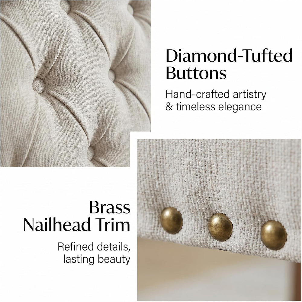 Upholstered Dining Chairs with Arms, Greyish Beige, 1 Pack | Tufted Chenille ...