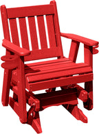 Amish Craftsmanship Made in USA 2FT Heavy Duty Poly Lumber Wood Porch Glider Premium Colors HDPE with No wood fibers Mission English Series design 500 lbs Limit With Cupholders Solid-Red