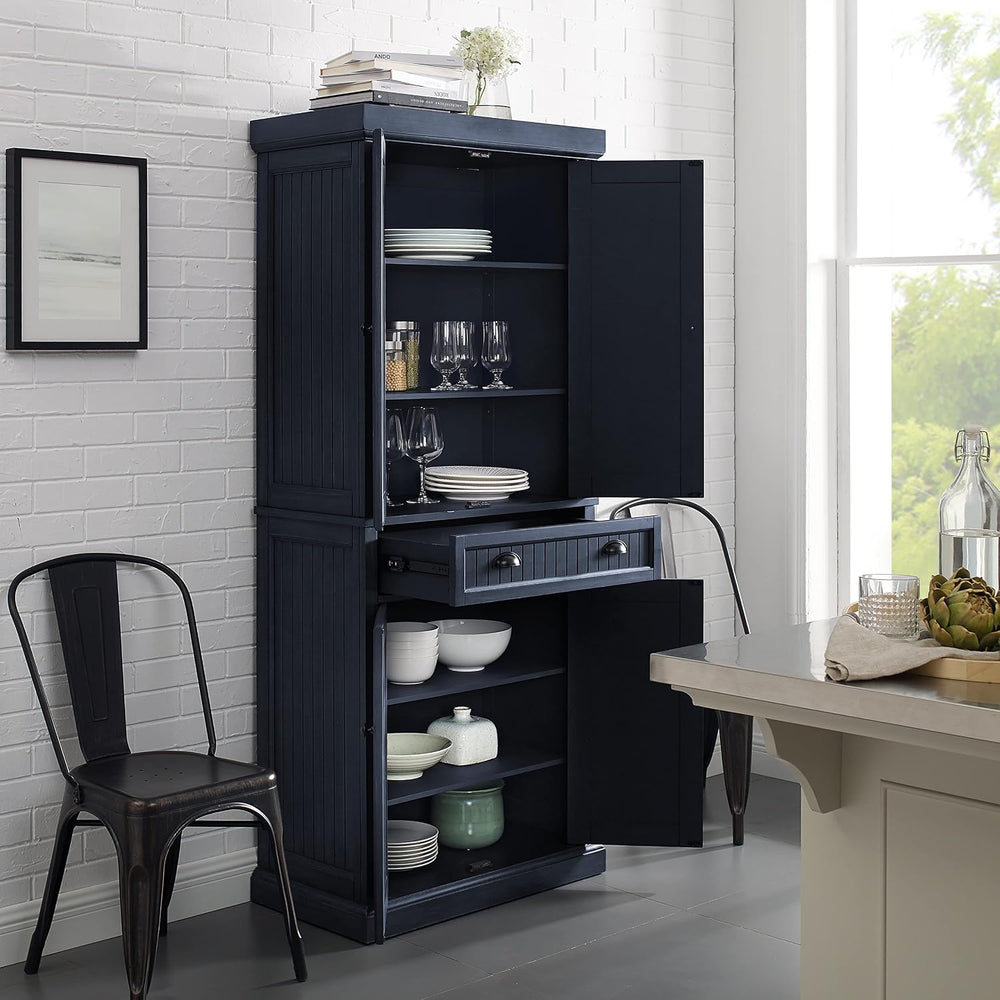 Crosley Furniture Seaside Coastal Pantry Storage Cabinet with Shelves, Kitche...