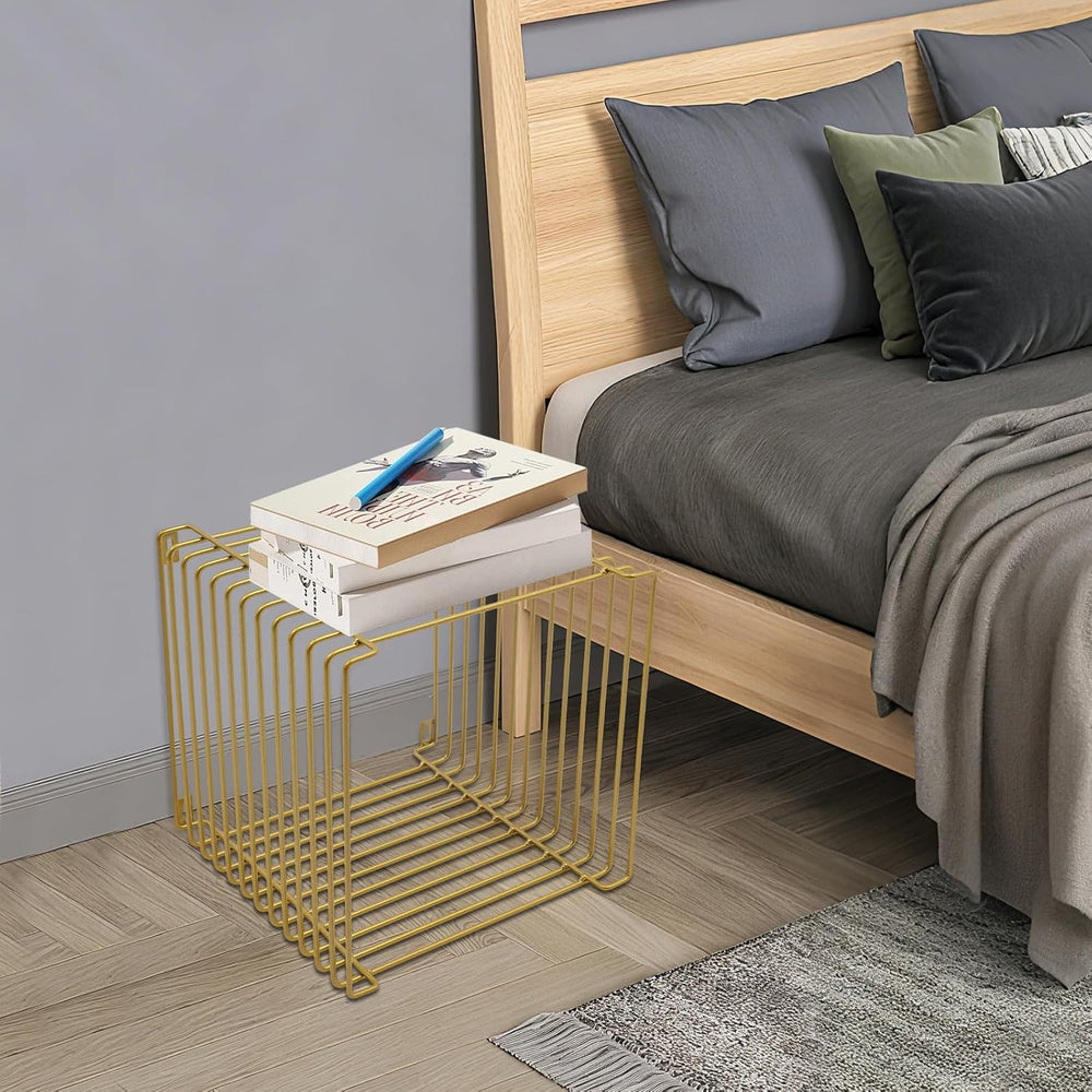 Retro Side Table, Industrial Night Stand, Wire Cube Storage Rack, Coffee Tabl...