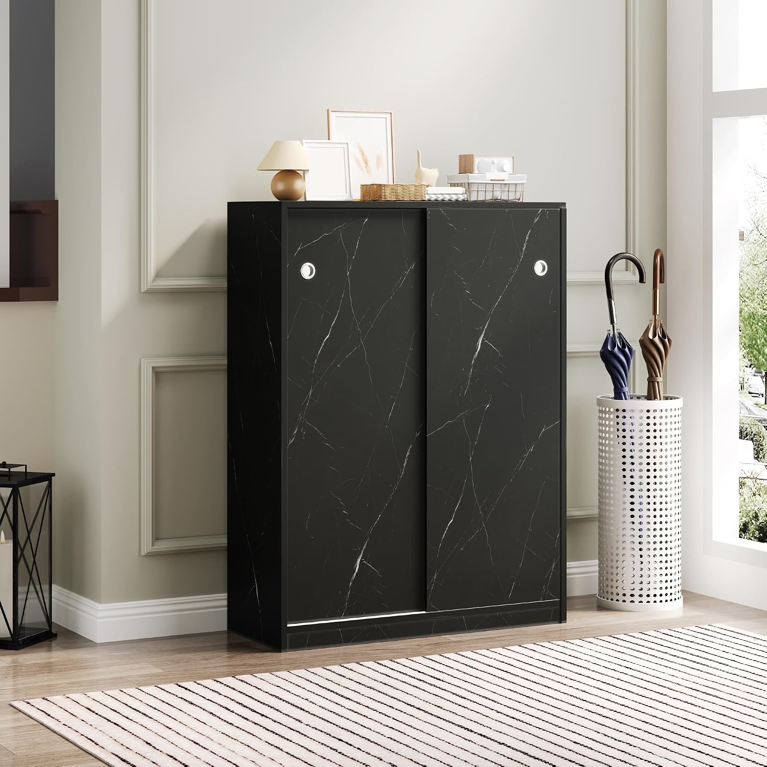 Modern Shoe Cabinet with Sliding Door, Saving Space Storage Cabinet for Entryway Hallway,for Kitchen Home