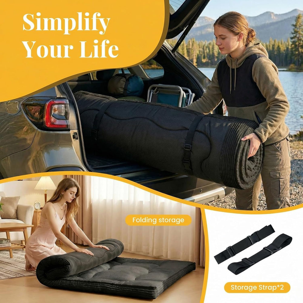 cidludto Japanese Futon Mattress Full Size Foldable, 4" Floor Mattress F...