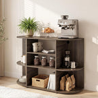 Manora 47" Coffee Bar Cabinet, Microwave Cabinet, Farmhouse Wood Kitchen Island Cart with Open Shelves&Power Outle, Buffet Sideboard for Dining Room, Coffee Station for Kitchen, Gray