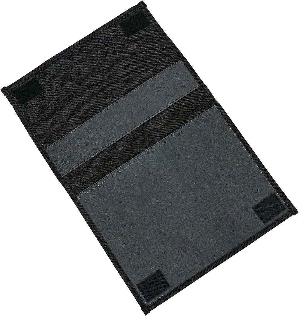 Linen 4 Pockets Bedside Caddy, Bedside Storage Organizer with Water Bottle Holder for Magazine, Remotes, Phone (Black)