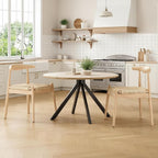Farini Mid Century Modern Dining Chairs Set of 2, Solid Wood Frame Kitchen Chairs with Woven Upholstered Seat for Dining Room & Breakfast Nook,Natural-Beige