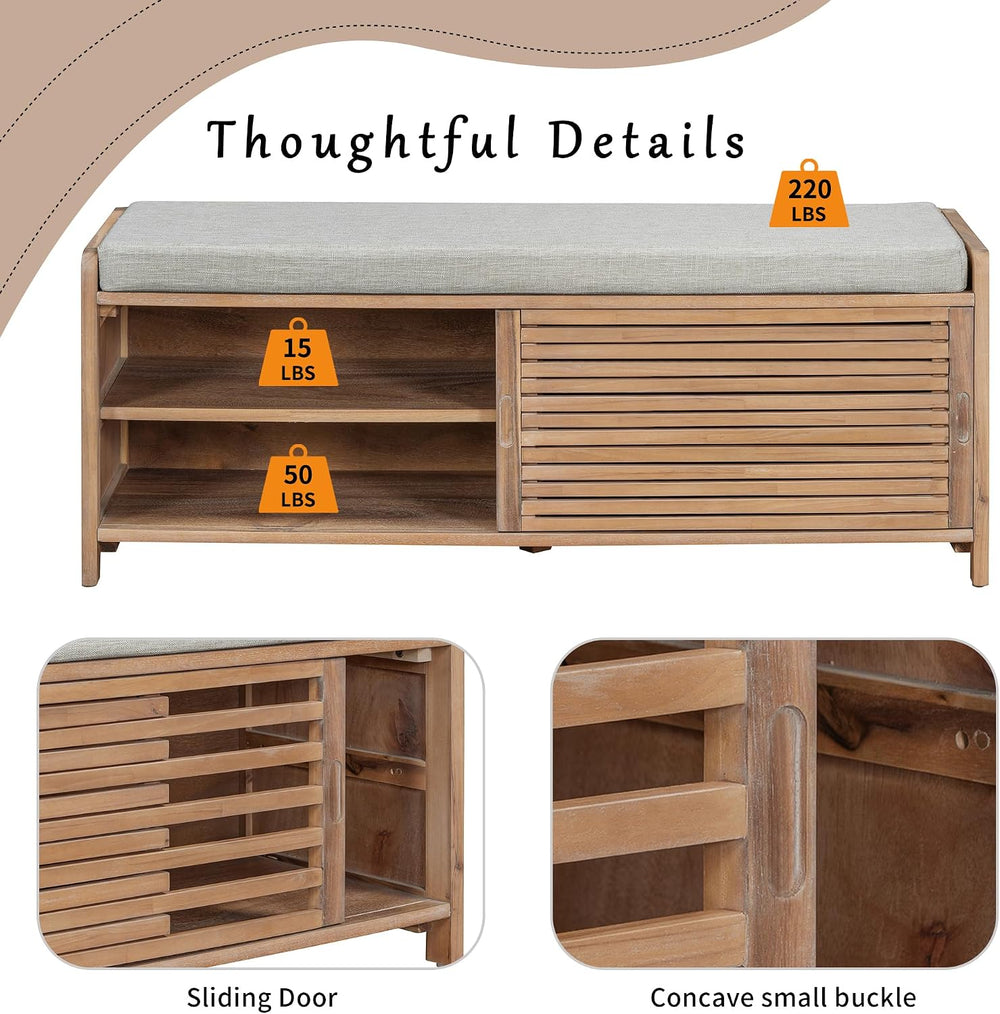 Ball & Cast Entryway Storage Bench with Shutter Doors, 43.3" Wooden ...