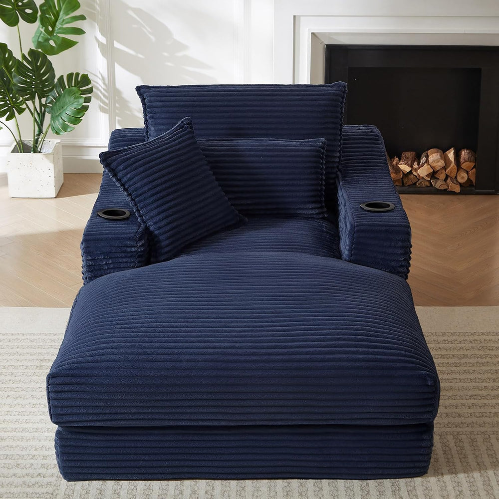 47.2"Oversized Chaise Lounge Chair Indoor,Corduroy Reading Chair with Cu...