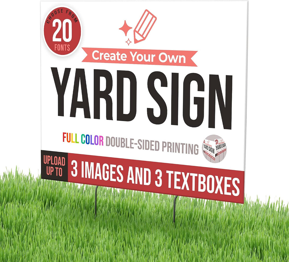 4 Pack 24x18" Double Sided Custom Yard Sign with Metal Stakes, Personali...
