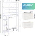 SMIBUY Over The Toilet Storage with Drawers, Large Bathroom Space Saver Organizer Rack, Freestanding Behind Toilet Stand with 6-Tier Shelf and Waterproof Feet Pad for Restroom, Laundry (White)