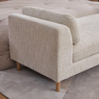mikibama 83.1" Extra Long Ottoman Bench for Bedroom,Oversized Chenille Upholstered Chaise Lounge Sofa Benches,Modern End of Bed Bench with Arms,Lounger Daybed Couch with Pillows (Beige)