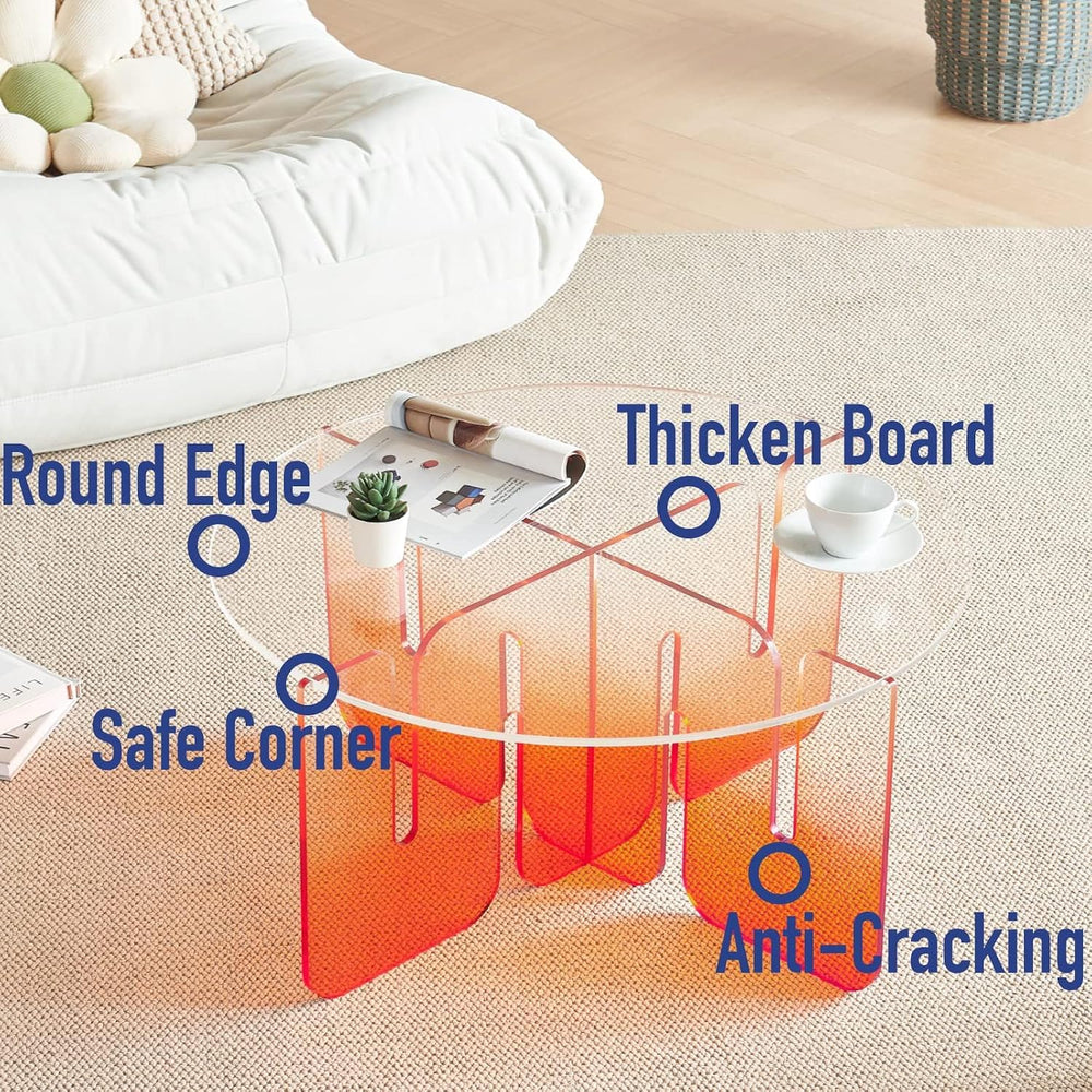 Acrylic Side Table, Clear Round Top Nightstand Easy Assembly, Transparent Bed...