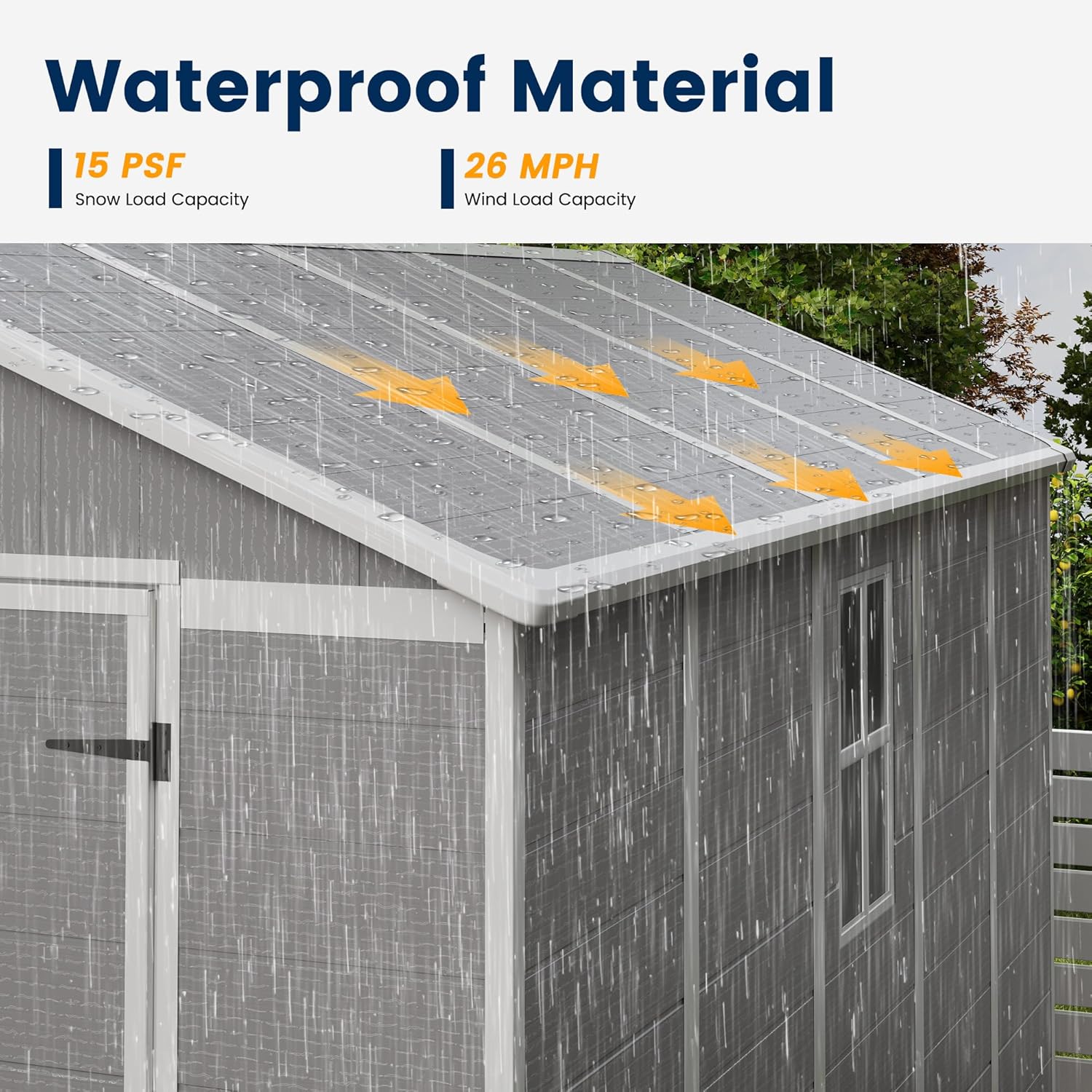 UDPATIO Storage Shed 8 x 10 FT, Resin Sheds & Plastic Outdoor Storage with Floor Large Clearance Outdoors Garden Tool Shed Tuff Outside Patio Shed with Lockable Door for Bike, Garbage Gray White
