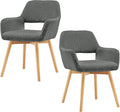 Mid Century Modern Dining Chairs Set of 2 & 4 & 6 Comfy Accent Chair Upholstered Kitchen Dining Living Room Chairs for Bedrooms Waiting Room Home Arm Desk Chair No Wheels (Wool Dark Gray, 2)
