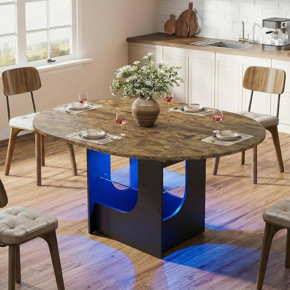 ARTETHYS 43.3"-59" Extendable Round Dining Room Table for 4-8 with ...
