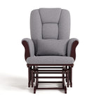 Storkcraft Tuscany Custom Glider and Ottoman with Free Lumbar Pillow (Espresso/Slate Gray Swirl) - Cleanable Upholstered Comfort Rocking Nursery Chair with Ottoman