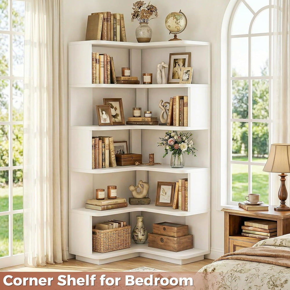 Besiost Corner Book Shelf, 6-Shelf Corner Bookshelf for Small Corner Spaces