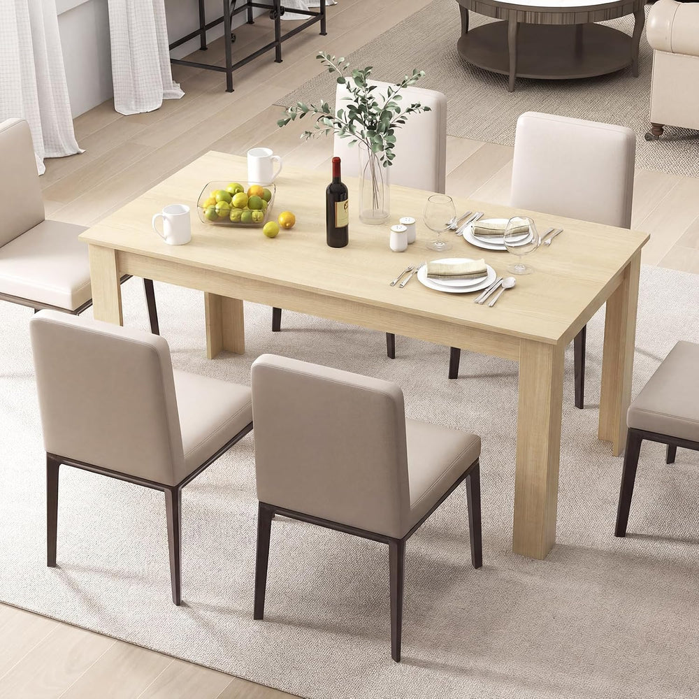 GOFLAME Dining Table for 4-6 People, 63” Modern Kitchen Table with L-Shaped L...