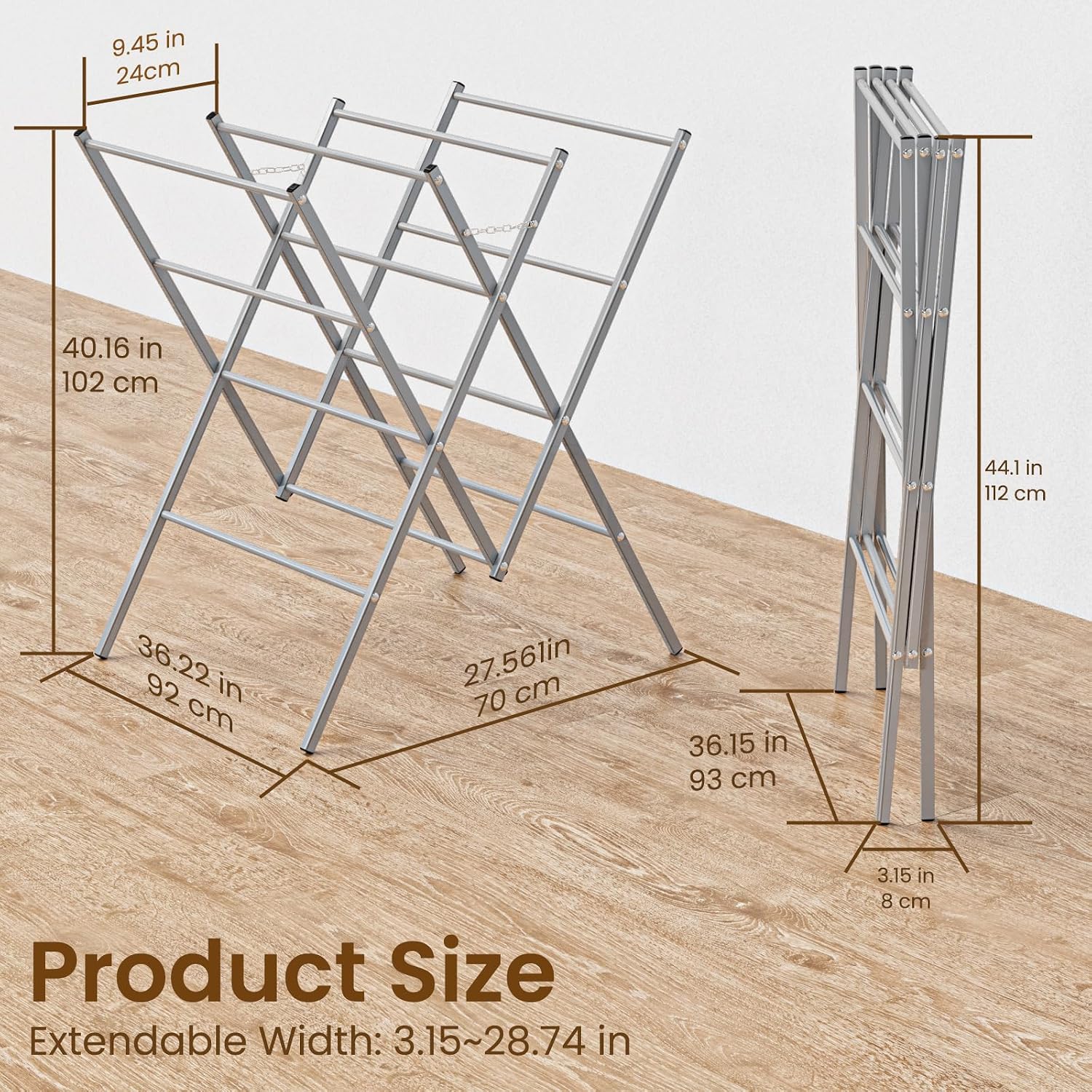 Whitmor Oversized Metal Drying Rack, Silver
