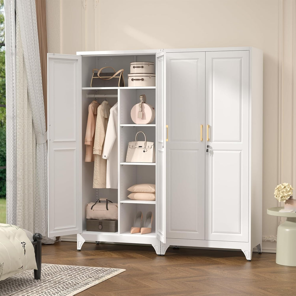 Polup 71" Tall Metal Armoire Wardrobe Closet with Doors and Lock | Wardr...