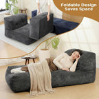 Big Bean Bag Chair for Adults, 66.9"x31.5" Lounger Large Bean Bag Sofa, Memory Foam Filled Beanbag Chair for Living Room, Bedroom, Balcony - Ergonomic Support & Premium Comfort (Darkgrey)