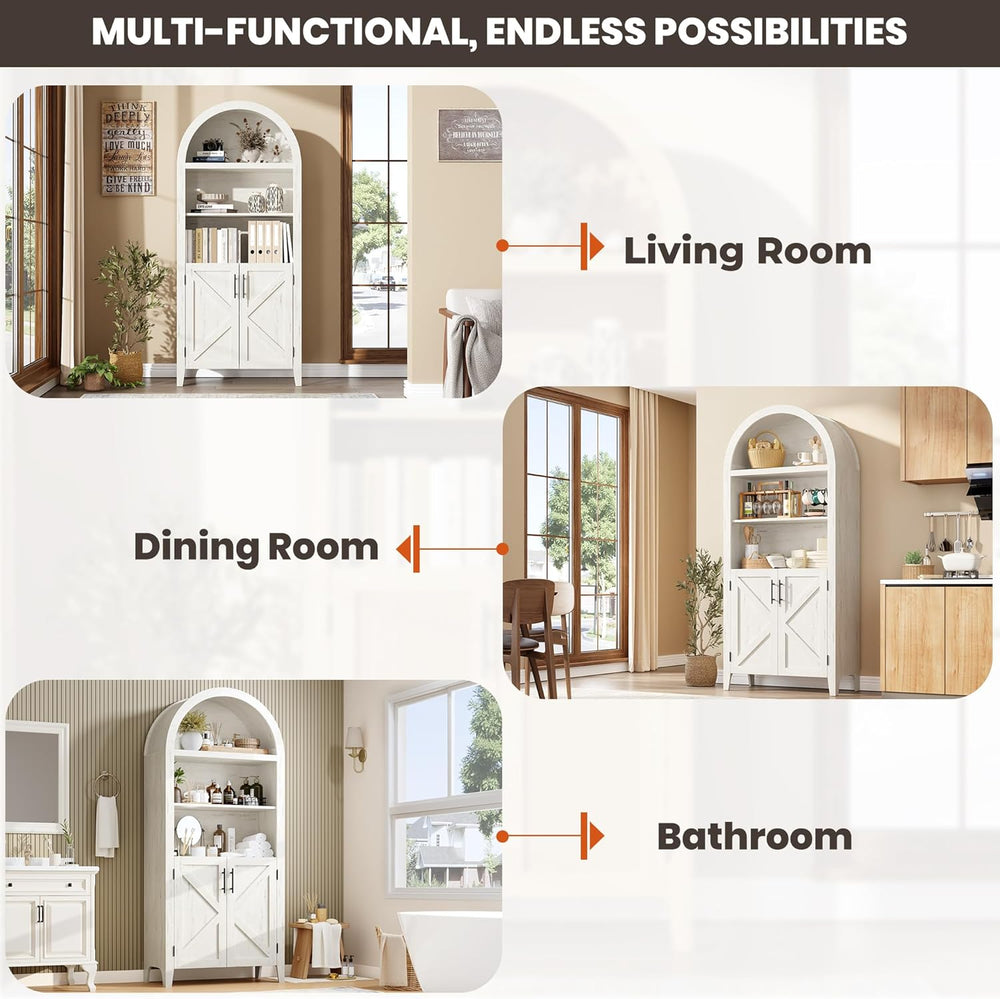 Garvee Arched Cabinet with Doors, 5-Tier Kitchen Pantry Cabinet with Adjustab...