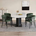 Modern Dining Chairs Set of 4, Upholstered Faux Leather Kitchen Side Chairs with Curved Open Back, Easy Assembly for Dining Room, Restaurant, Cafe, Green