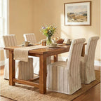 Upholstered Parsons Dining Chairs Set of 6 Slipcoverd Linen Fabric Kitchen Chairs with Removable Skirt, High Back Side Chairs with Solid Wood Legs for Dining/Living Room, Banquet, Khaki