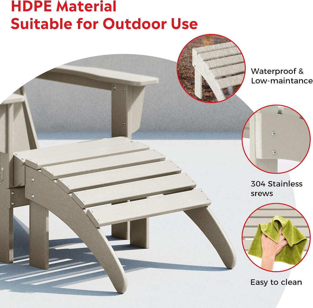 Costaelm Adirondack Chair Footrest Foldable Ottoman, Folding Ottoman Outdoor ...