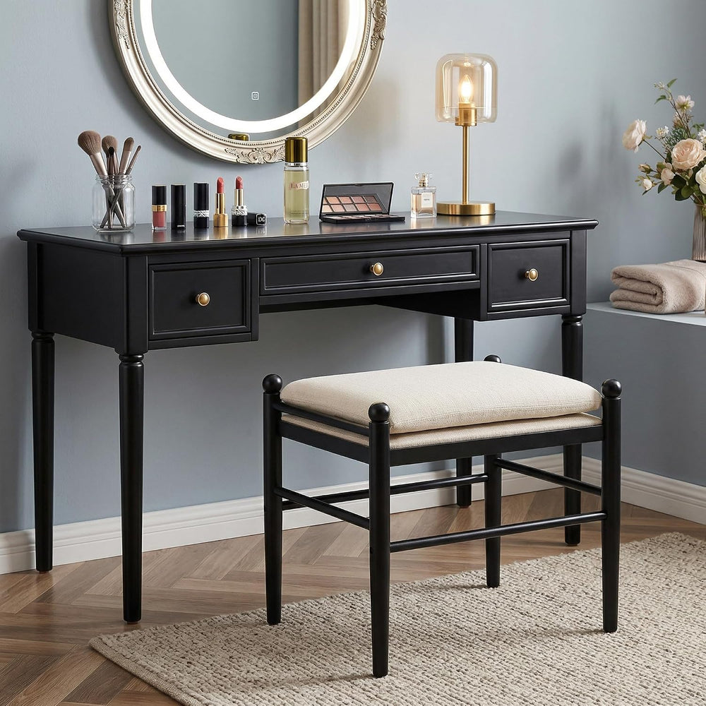 Kmax Ottoman Bench, 19 Inch Tall Vanity Makeup Chairs No Wheels, Upholstered ...